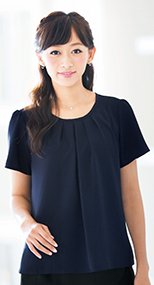 事務服 フロントタック半袖ブラウス 通年 364547
