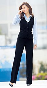 事務服 パンツ 無地 366227