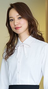 01172 en joie(アンジョア) ボウタイ風リボンが大人可愛いベーシックな長袖ブラウス(リボン付) 93-01172