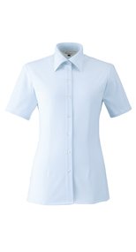 06165 en joie(アンジョア) シワになりにくくストレッチで透け防止の半袖ニットシャツ 93-06165