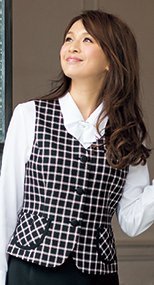 11540 en joie(アンジョア) 愛らしいくるみボタンにキュートなチェック柄ベスト 93-11540