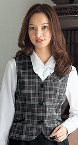 en joie(アンジョア) 11280 ラメ×ピンクの王道愛されチェック柄ベスト 93-11280