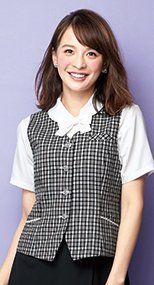 en joie(アンジョア) 1950 やさしさ漂うツートンチェックのモノトーンな大人らしいベスト 93-1950