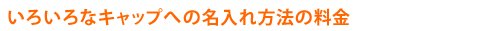 いろいろなキャップへの名入れ方法の料金