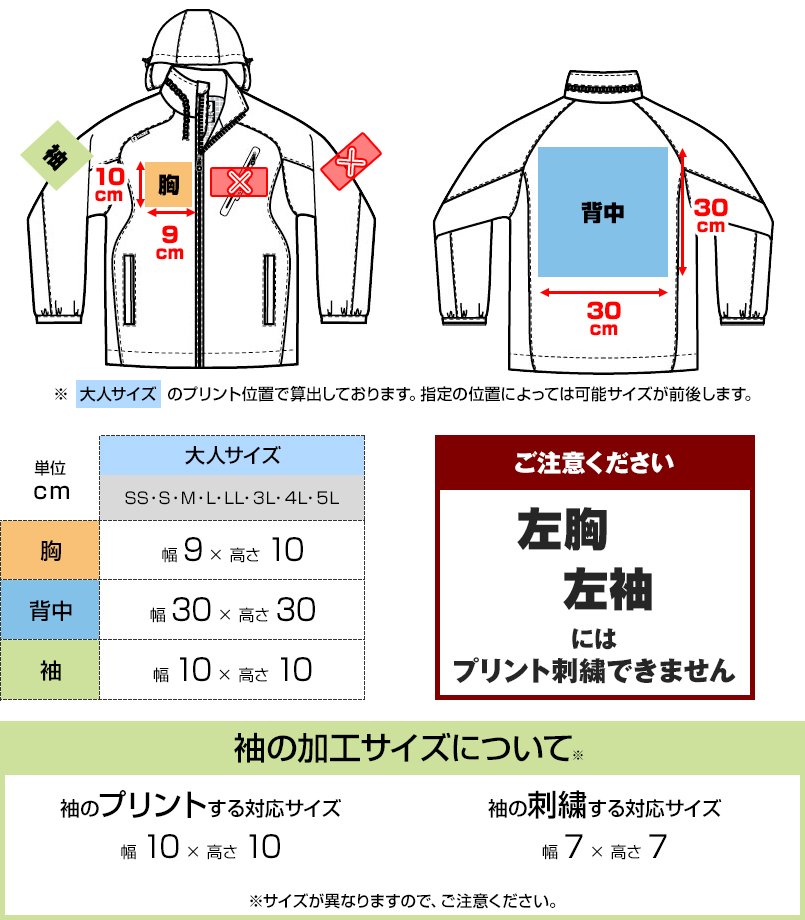 AZ10301にプリントできる範囲