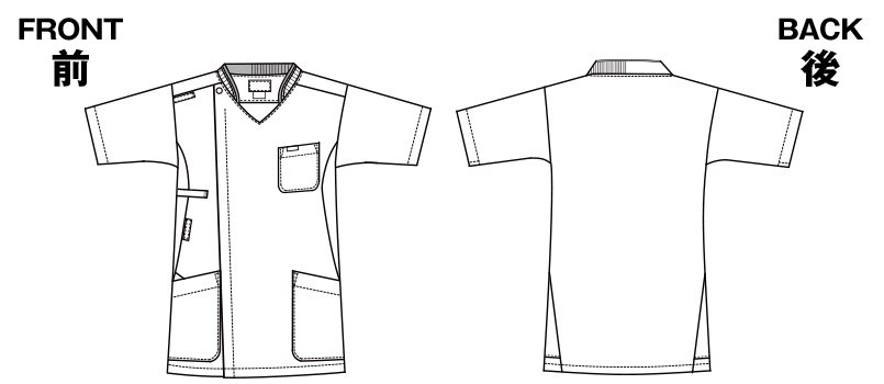 7044SC FOLK(フォーク) ZIP SCRUB メンズジップスクラブのハンガーイラスト・線画