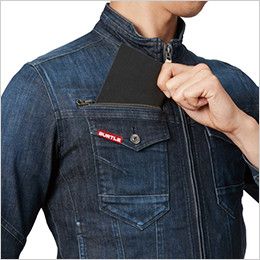 バートル 531 ストレッチデニムジャケット(男女兼用) レベルブック収納ポケット(深さ21cm