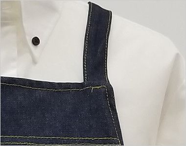 10022 桑和 デニムエプロン(たすき掛け/X型) ステッチがかわいい、すっきりとした肩紐