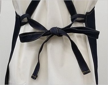 10022 桑和 デニムエプロン(たすき掛け/X型) 後ろで蝶結びできる余裕のある長いひも