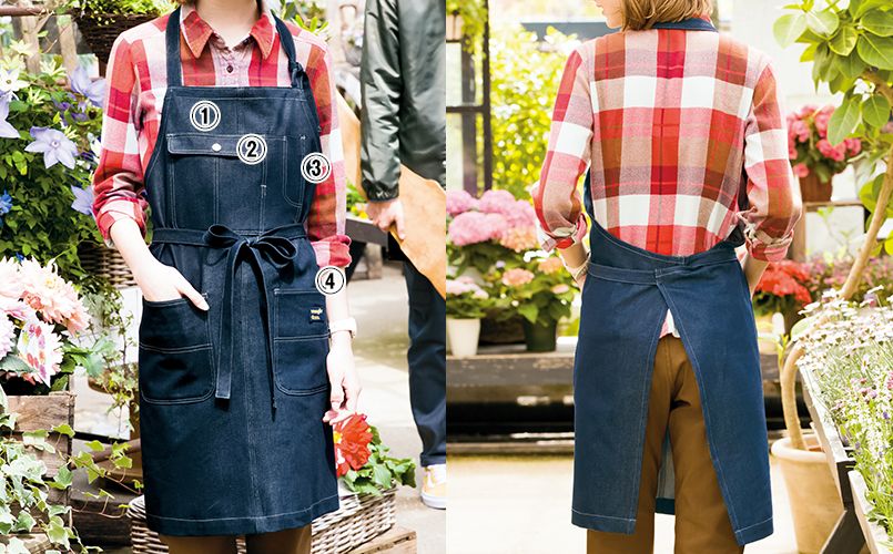 AZ64380 アイトス Wrangler(ラングラー) 胸当てエプロン(男女兼用) 商品詳細・こだわりPOINT