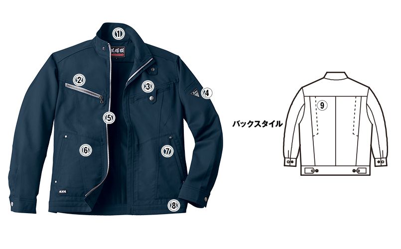 ジーベック 2180 現場服ストレッチ制電長袖ブルゾン 商品詳細・こだわりPOINT