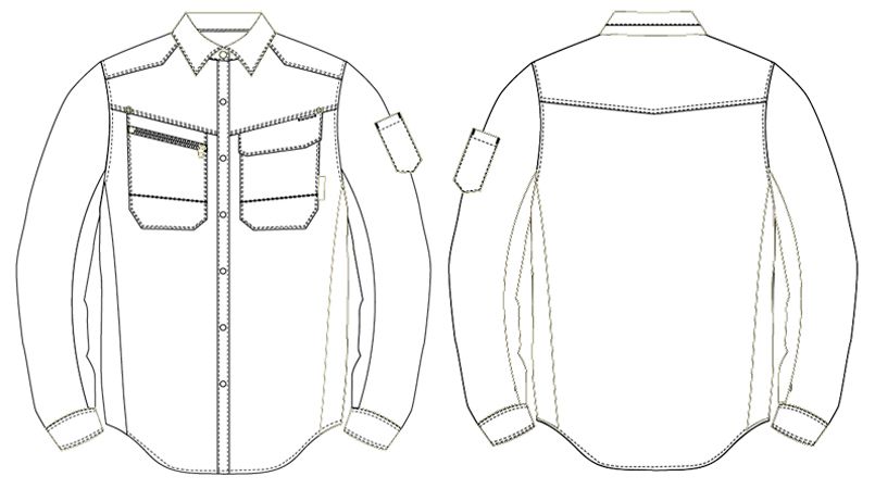 AZ30645 アイトス AZITOヘリンボーン レディース長袖シャツ(女性用) ハンガーイラスト・線画