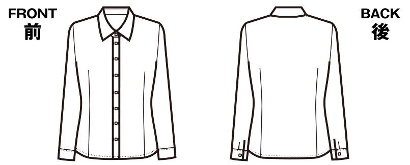 FB75508 nuovo(ヌーヴォ) 長袖ブラウス ロングシルエット ソリットドビーストライプ ハンガーイラスト・線画