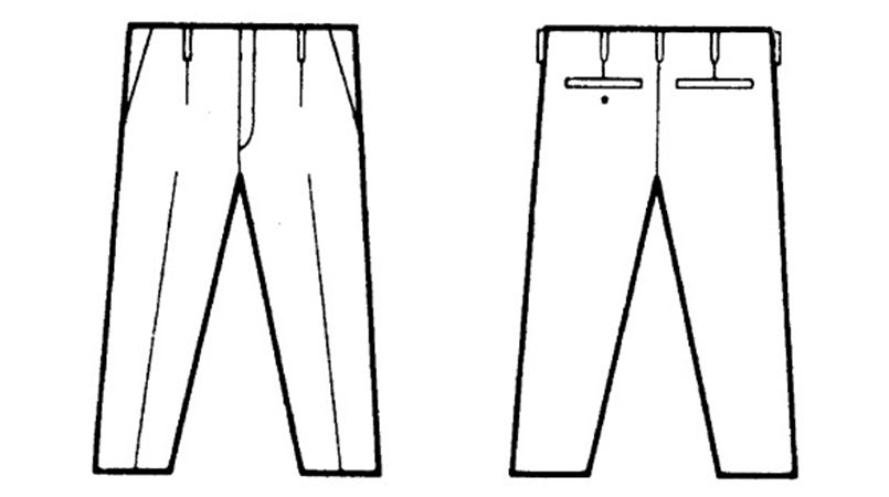 2210 自重堂 電効切火ワンタックパンツ(難燃性・JIS T8118適合) ハンガーイラスト・線画