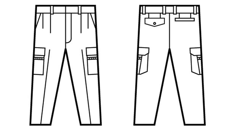 自重堂 42002 制電ツータックカーゴパンツ ハンガーイラスト・線画