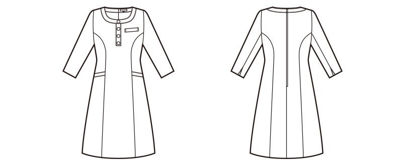 en joie(アンジョア) 61730 大人可愛いシルエットで魅せるブルーツイードのAラインワンピース(女性用) ハンガーイラスト・線画