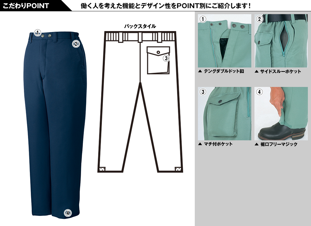 自重堂48271 エコ防寒パンツのこだわりPOINT